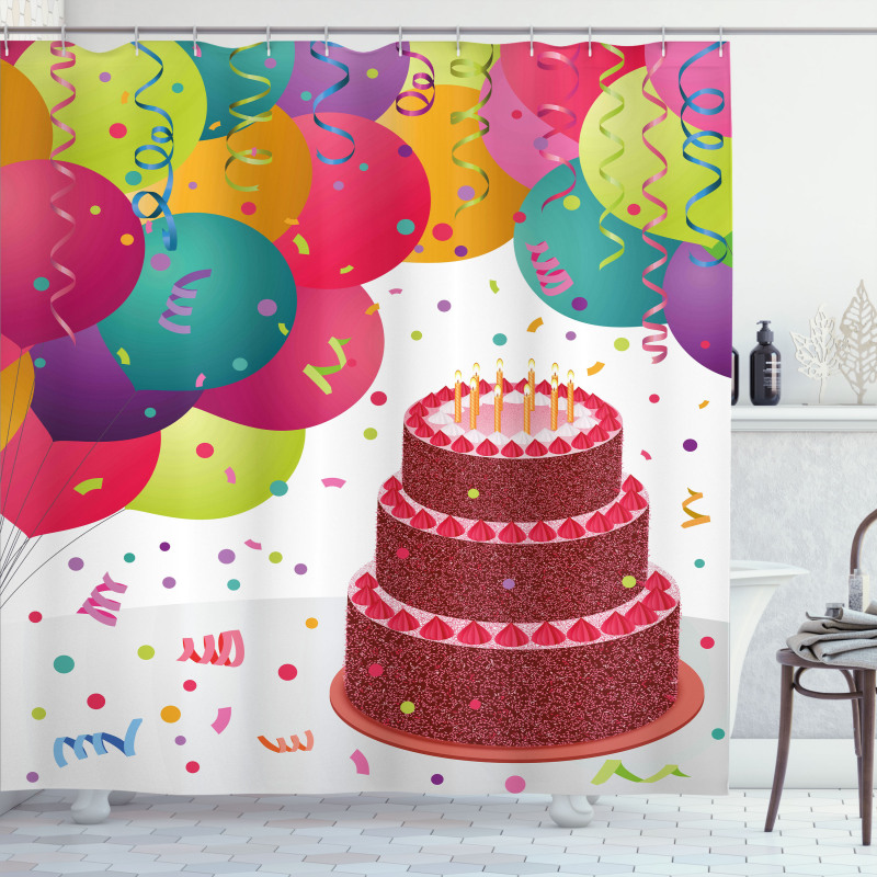 Birthday Cake Celebration Shower Curtain