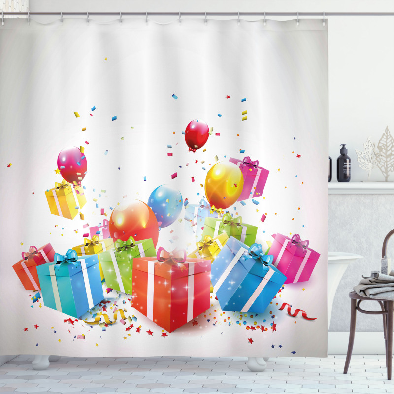 Surprise Boxes Balloon Shower Curtain