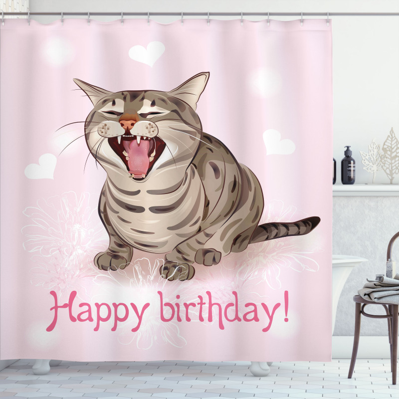 Funny Kitten Greeting Song Shower Curtain