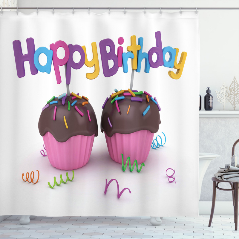 Chocolate Cupcakes Shower Curtain