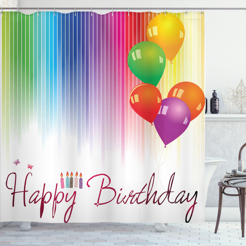 Balloon Greeting Candle Shower Curtain