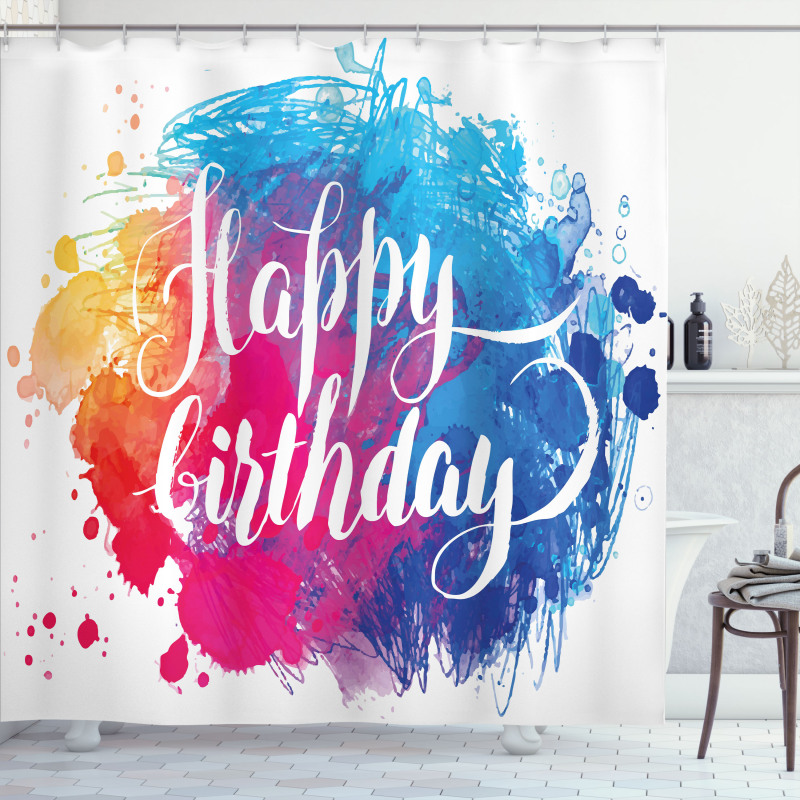 Birthday Message Colorful Shower Curtain