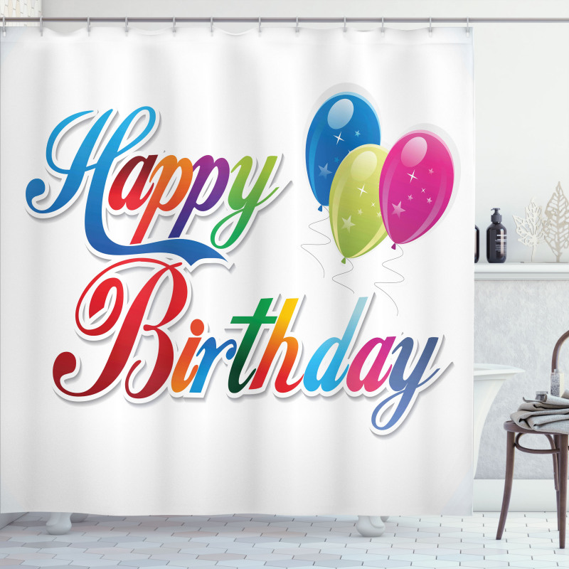 Modern Writing Balloon Shower Curtain