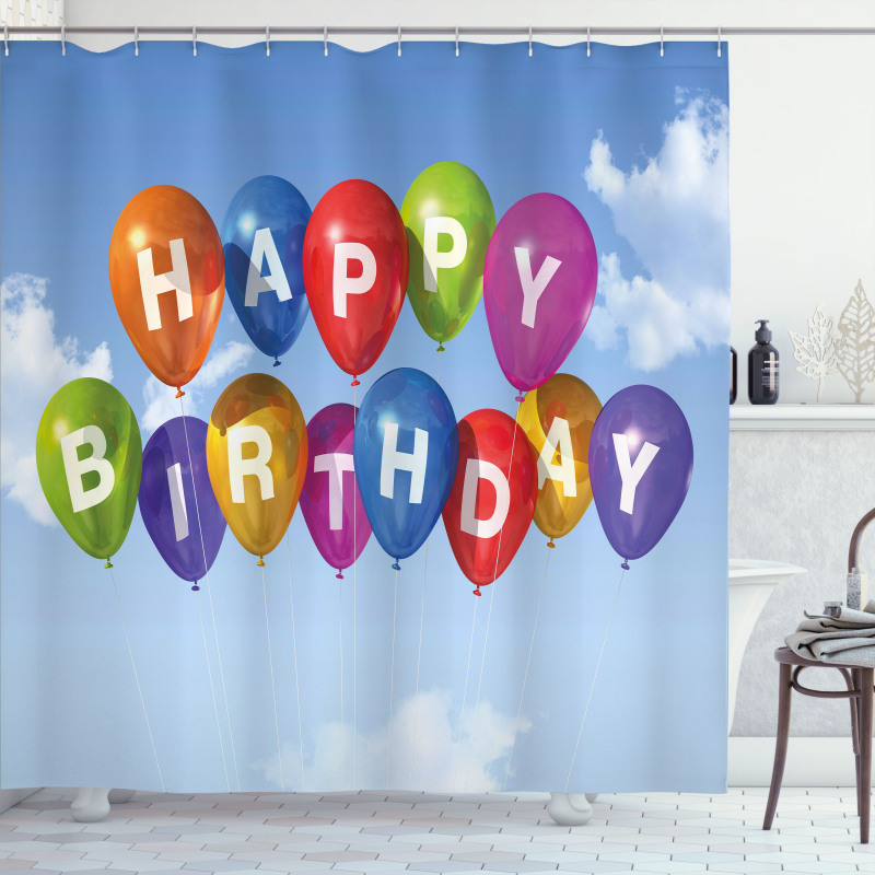 Balloons Letters Sky Shower Curtain