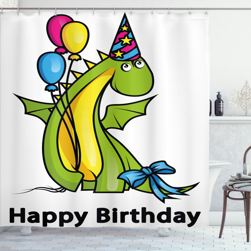 Birthday Dinosaur Shower Curtain