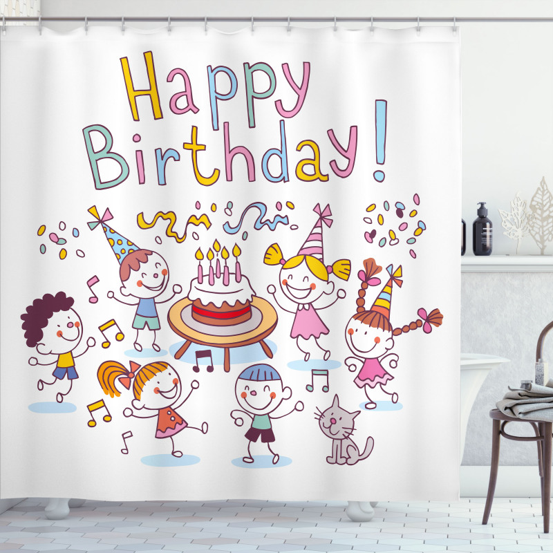 Kids Birthday Party Shower Curtain