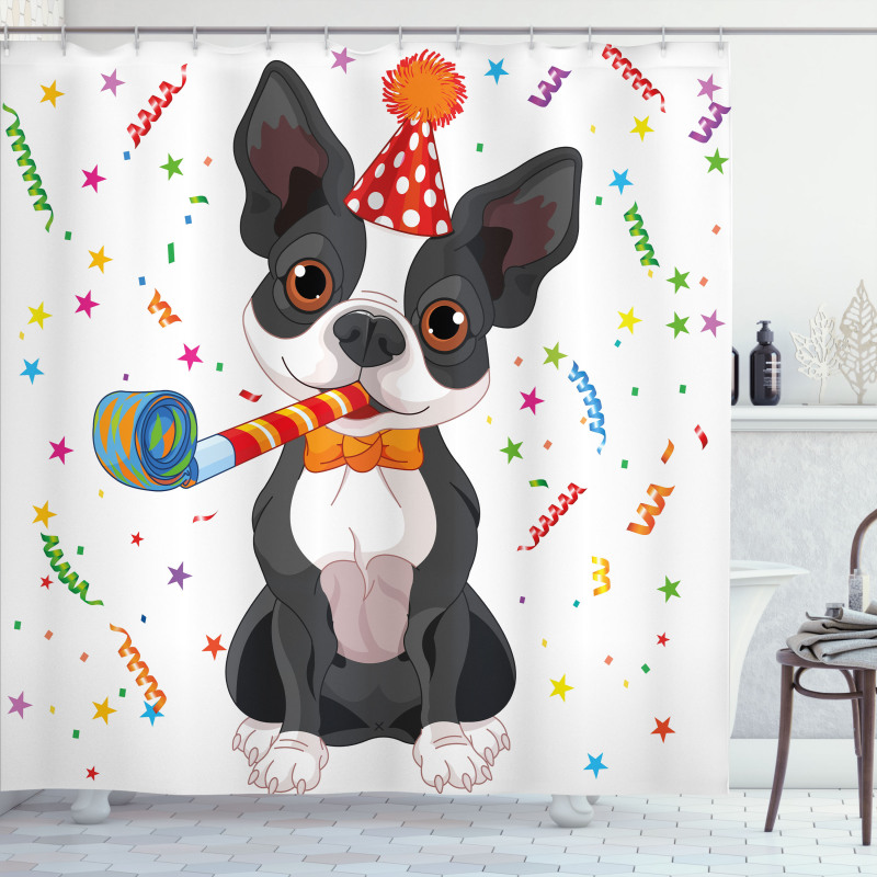 Boston Terrier Dog Shower Curtain