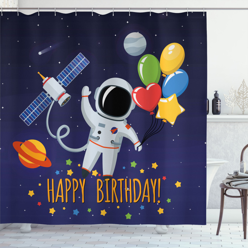 Astronaut Balloon Shower Curtain
