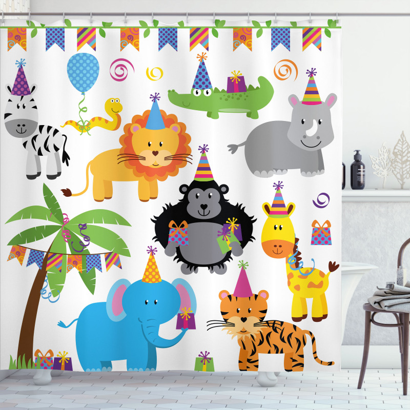 Wild Animals Birthday Shower Curtain