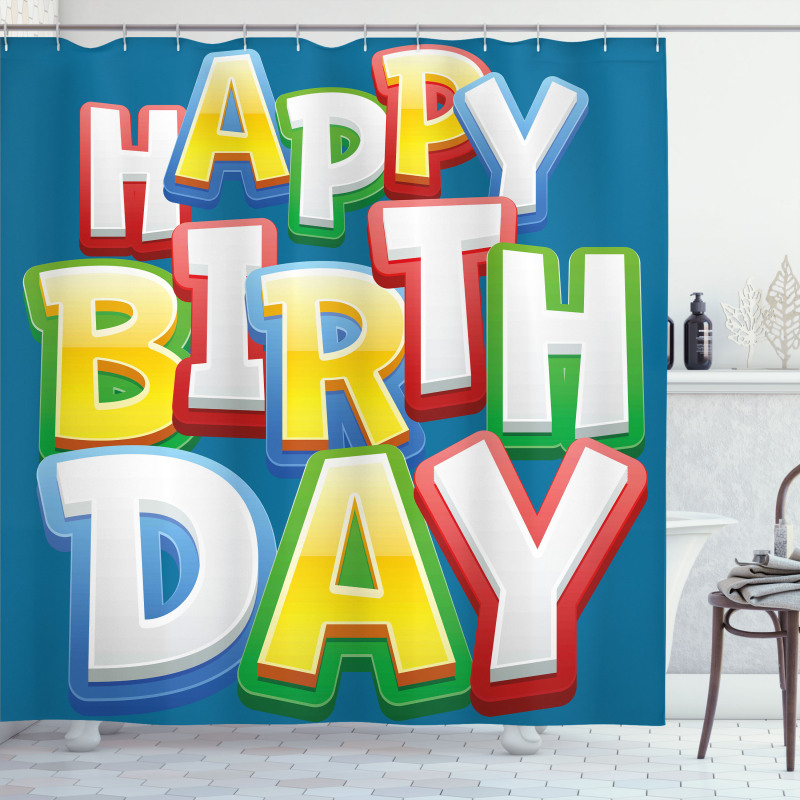 Birthday Lettering Shower Curtain