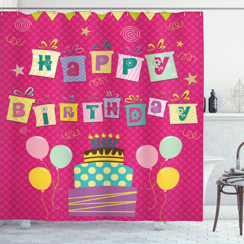 Present Boxes Pink Shower Curtain