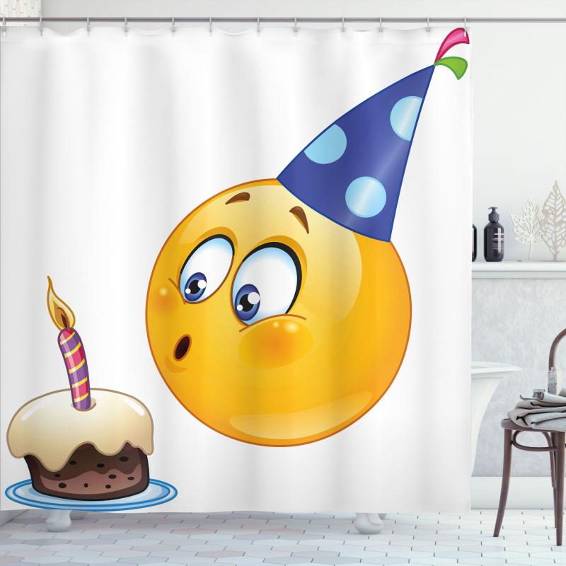 Emoji Face with Cone Shower Curtain