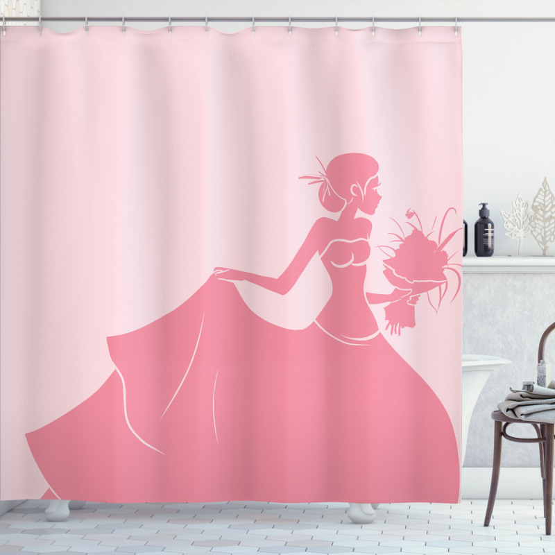 Pink Wedding Dress Shower Curtain