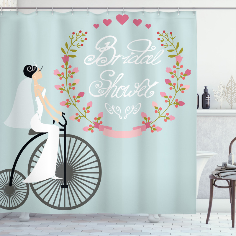 Bride Dress Bicycle Shower Curtain