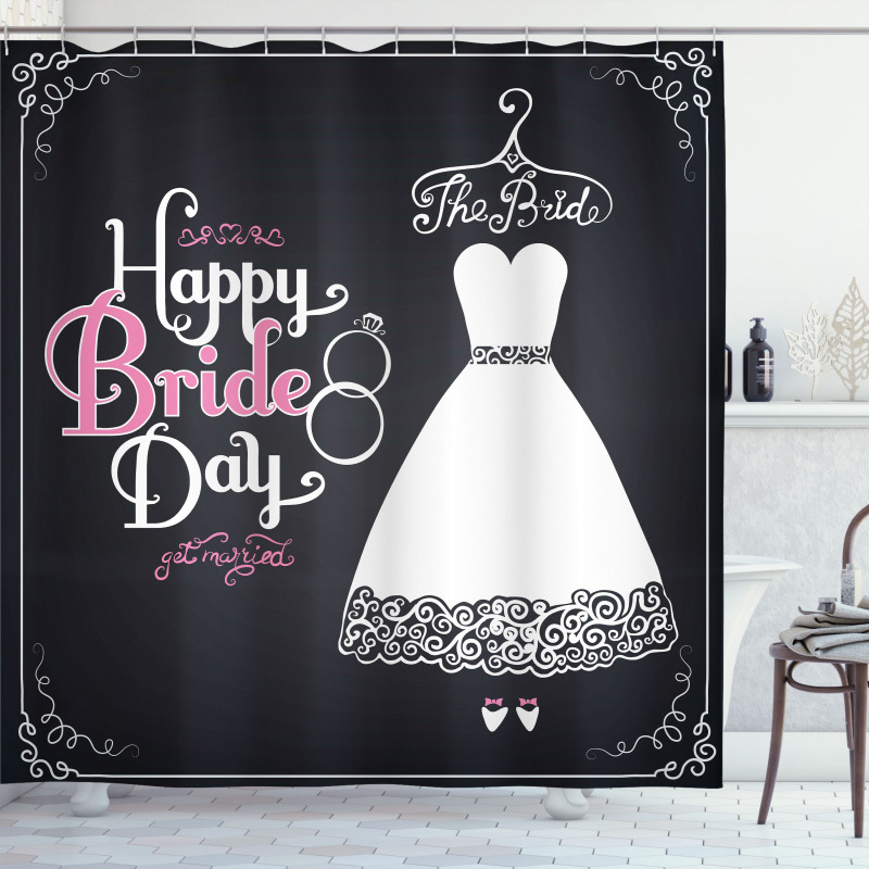 Happy Bride Day Words Shower Curtain