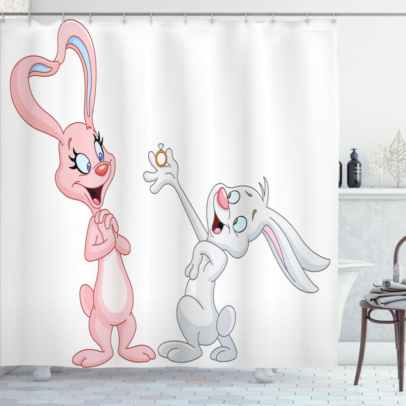 Rabbits Wedding Shower Curtain