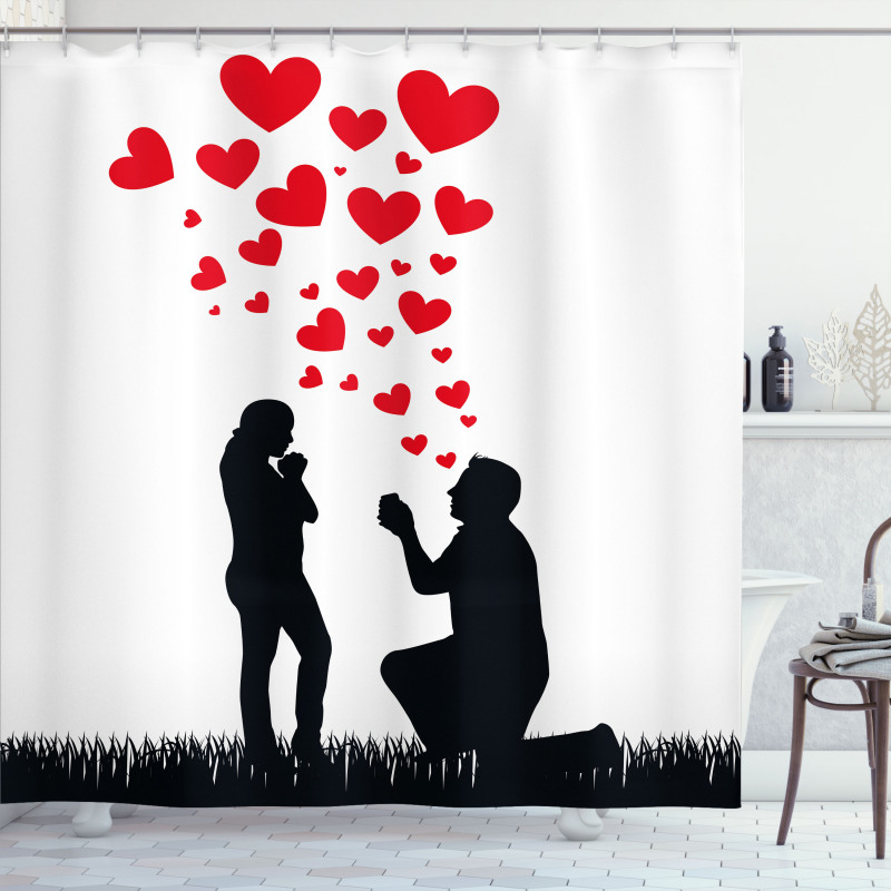 Proposal Hearts Shower Curtain
