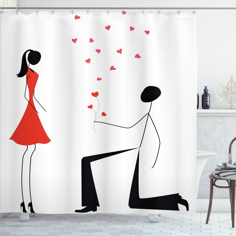 Couple with Hearts Shower Curtain