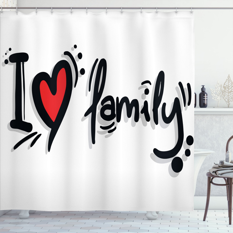 I Heart Family Pictogram Shower Curtain