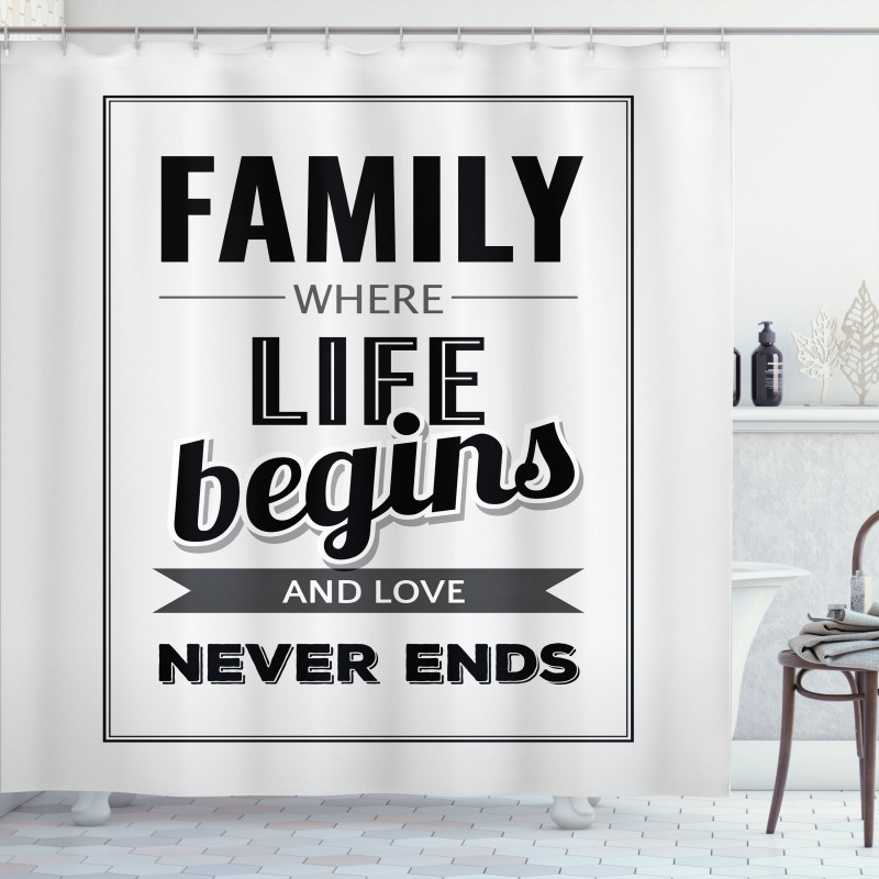 Family Phrase Motivation Shower Curtain