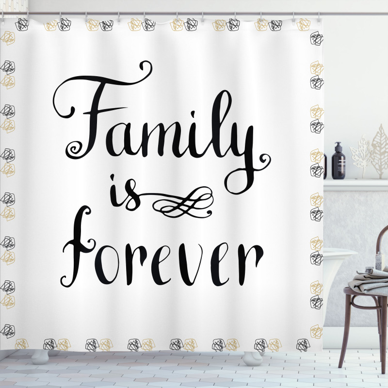 Family Words Ink Sketch Shower Curtain