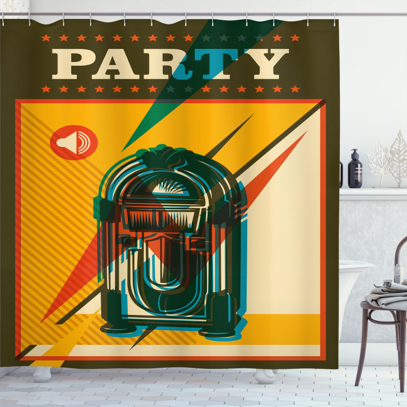 Retro Old Music Jukebox Shower Curtain