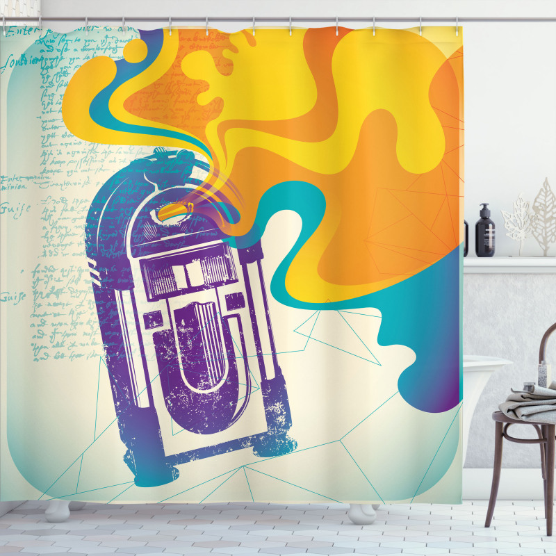 Retro Vintage Radio Music Shower Curtain