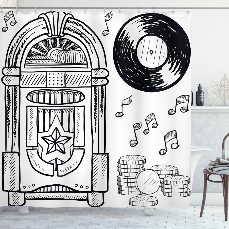 Music Box Notes Coins Shower Curtain