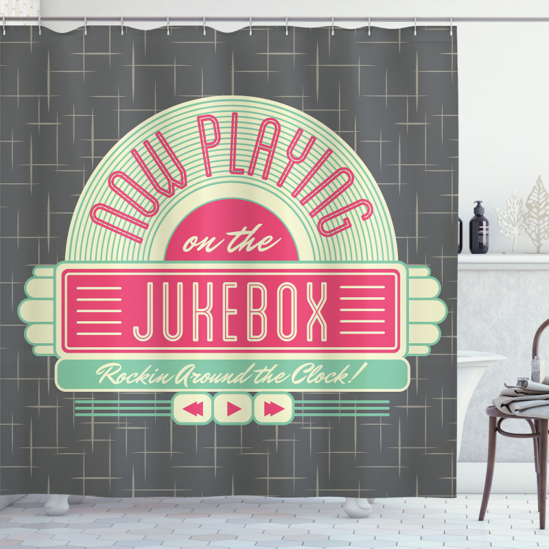 Retro 50s Music Box Shower Curtain