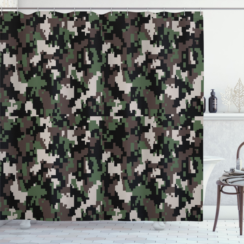 Pixelated Digital Abstract Shower Curtain