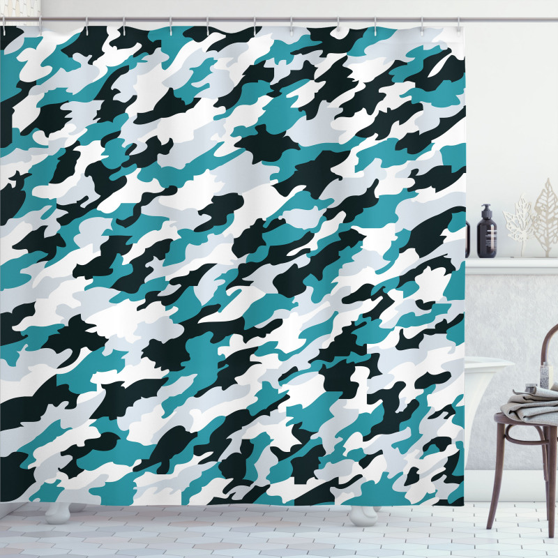 Aquatic Camouflage Tile Shower Curtain