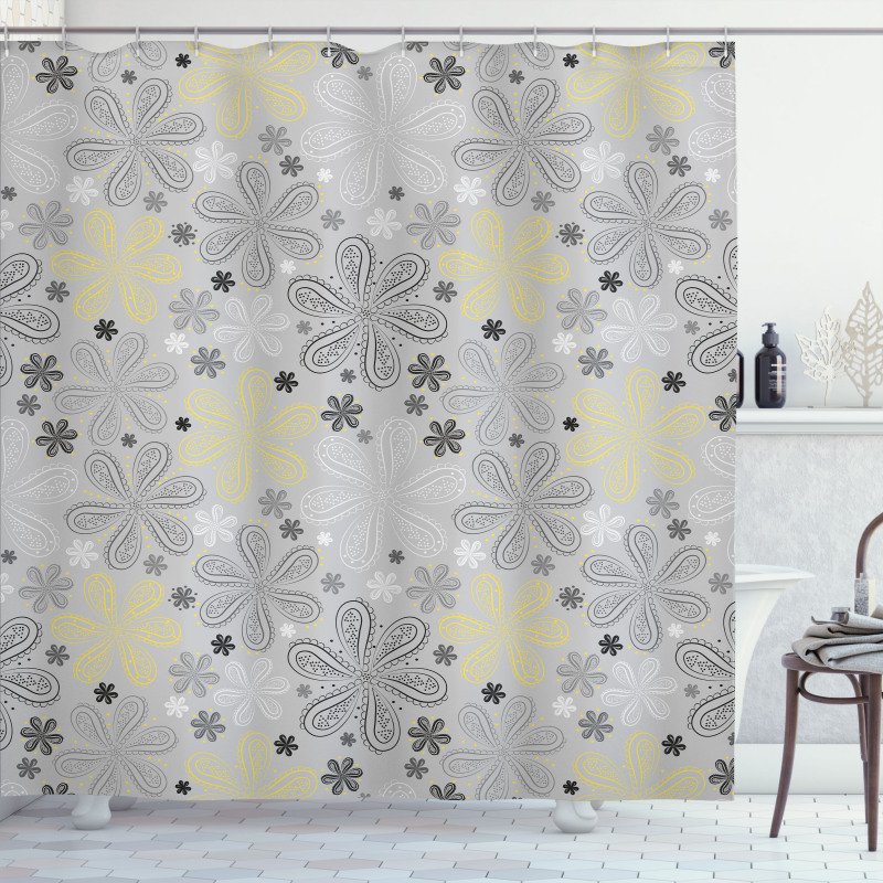 Style Yellow Flower Shower Curtain