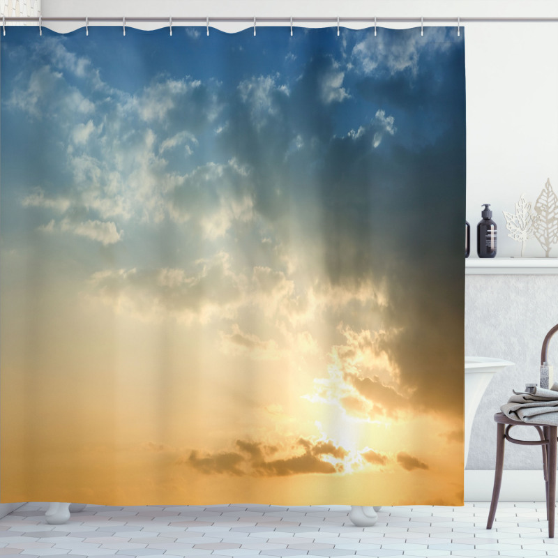 Sky Sun Rays Dusk Shower Curtain