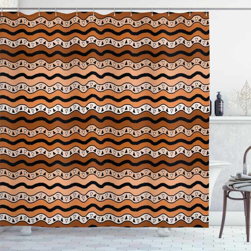Tribal Wavy Lines Shower Curtain