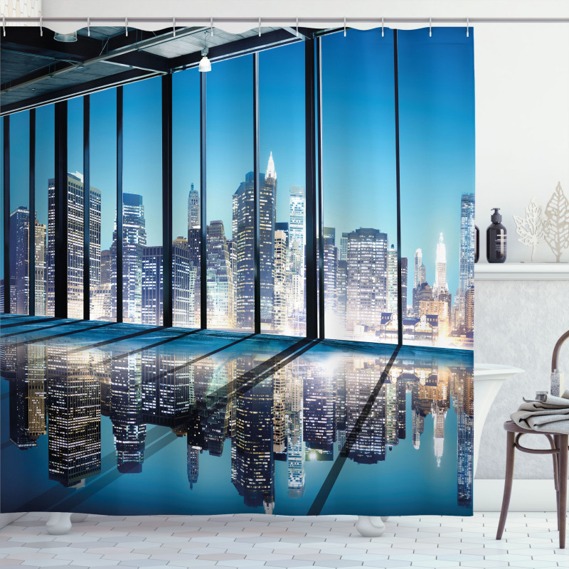 Buildings with Glass Shower Curtain