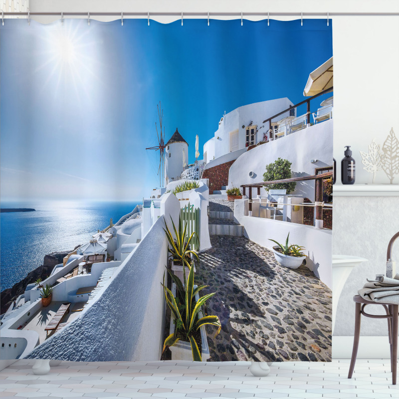 Oia Village in Santorini Shower Curtain