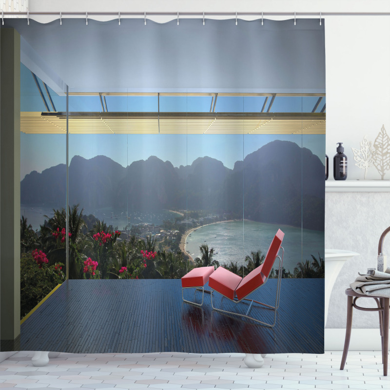 Tropical Island Flowers Shower Curtain