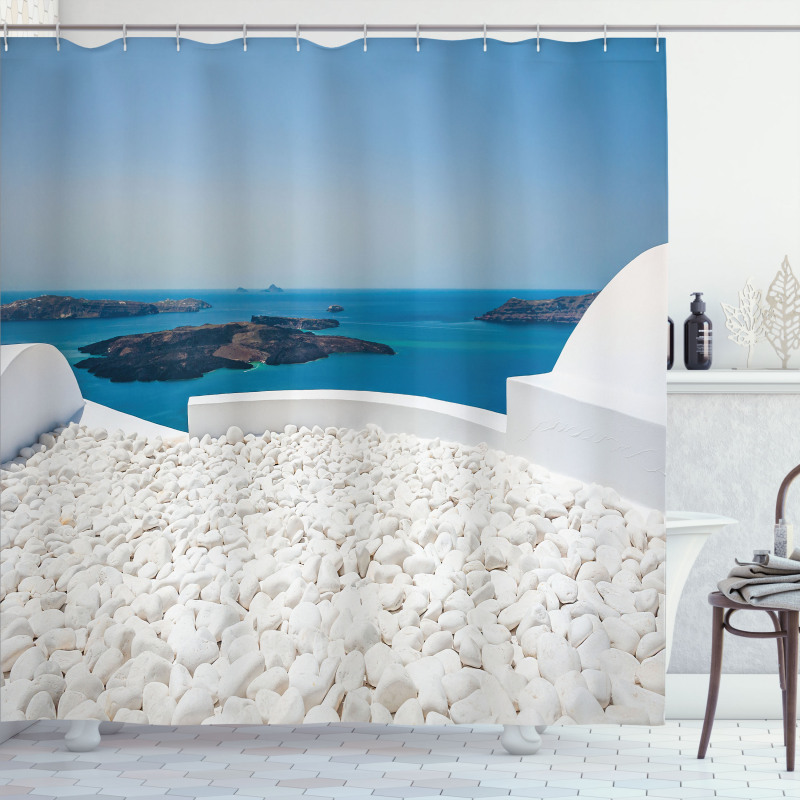 Santorini Island Greece Shower Curtain