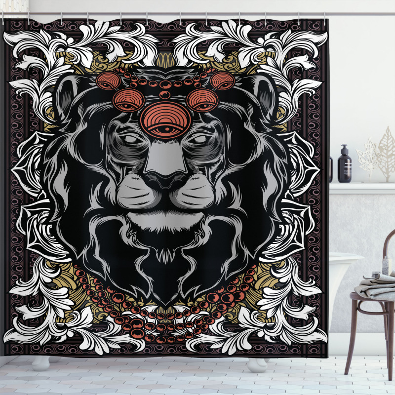 Jungle Emperor Lion Frame Shower Curtain