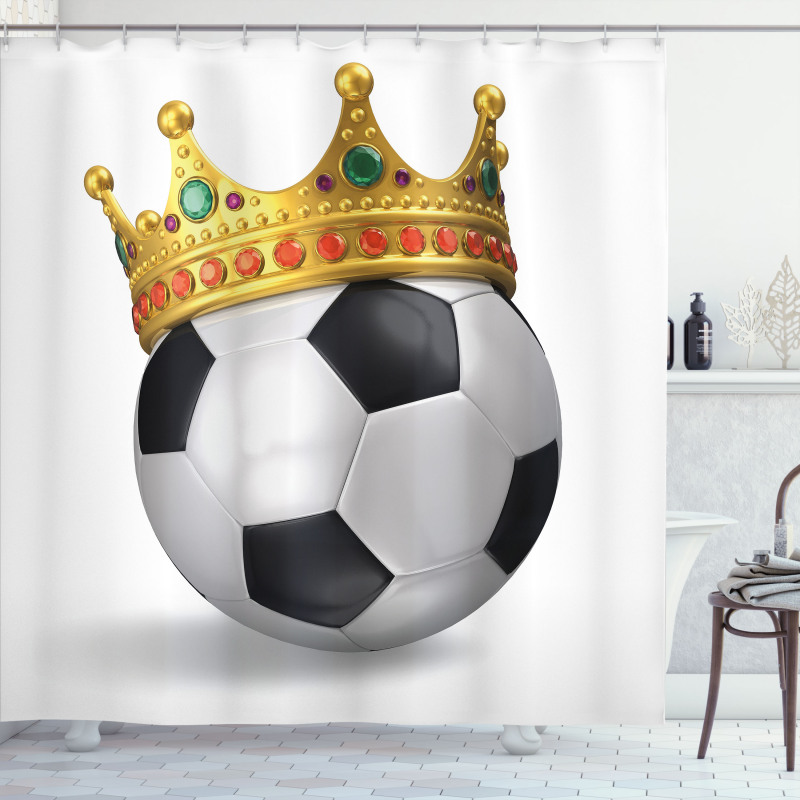 Football Soccer with Crown Shower Curtain