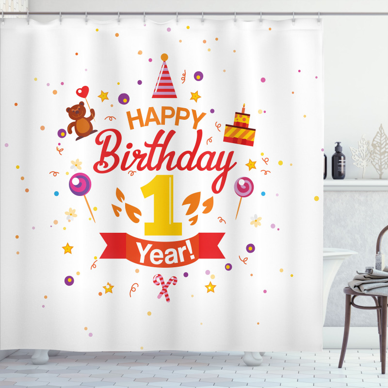 Party with Cones Bear Shower Curtain