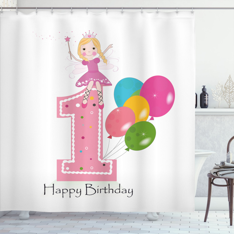 Best Wishes Pink Wand Shower Curtain