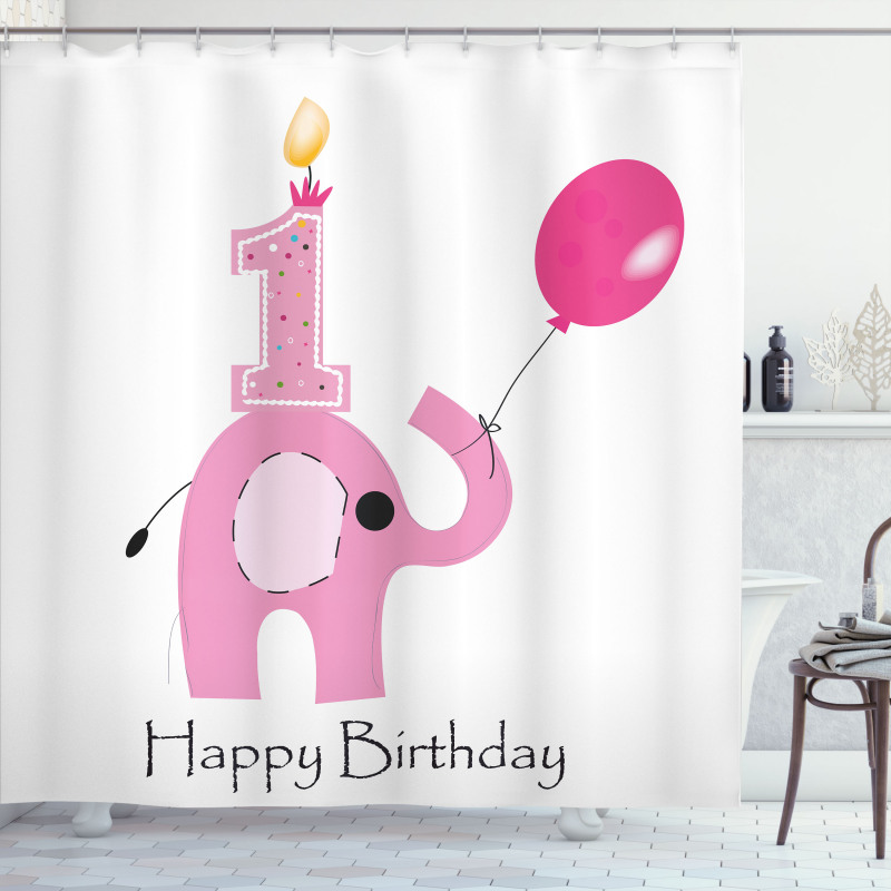 Girls Party Elephant Shower Curtain