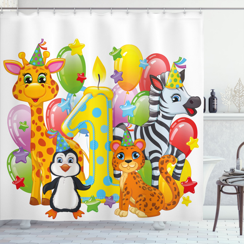Safari Animal Birthday Shower Curtain