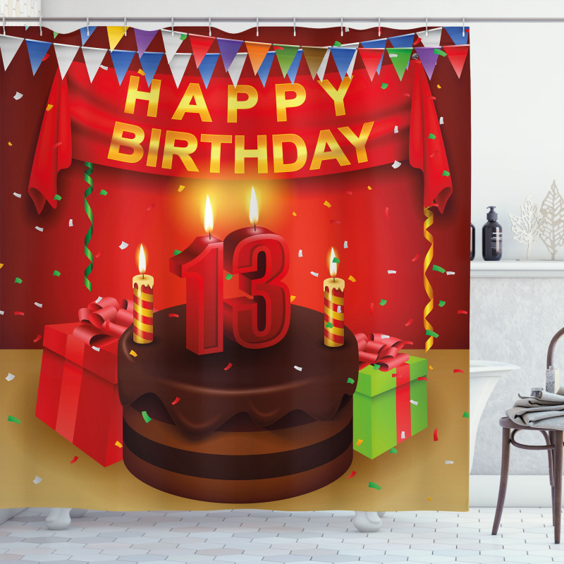 Birthday Party Cake Shower Curtain