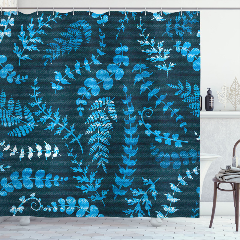 Floral Swirl Leaves Branch Shower Curtain