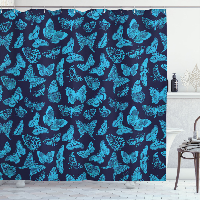 Hand Drawn Butterflies Shower Curtain