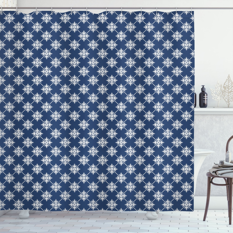 Greek House Tile Themed Shower Curtain