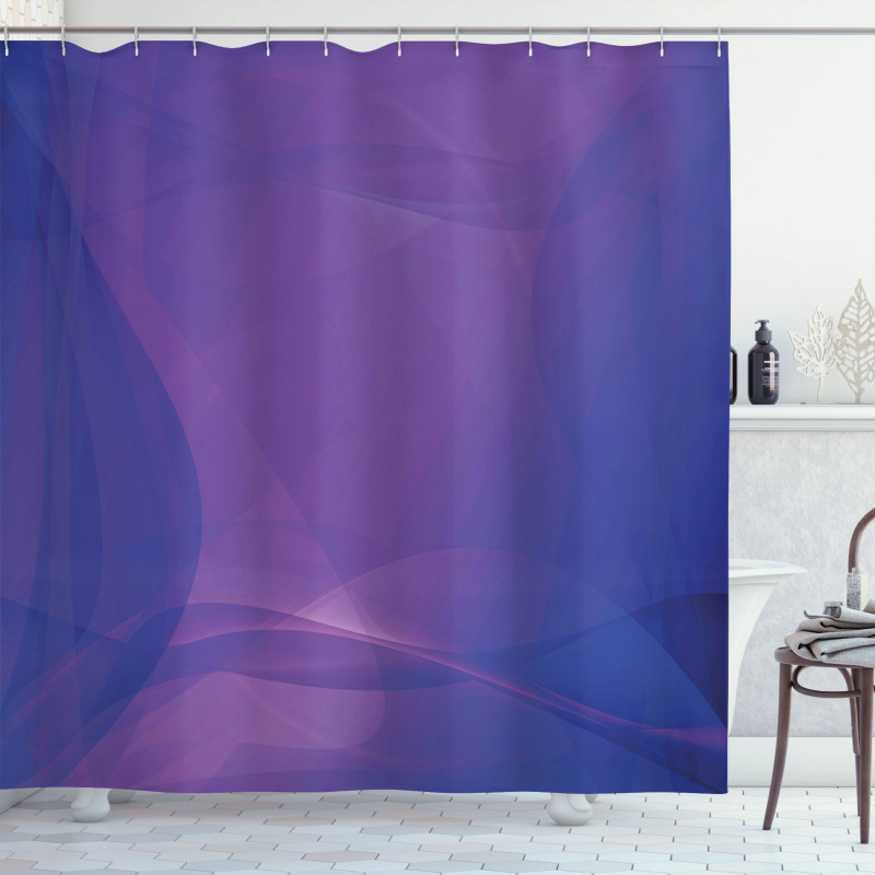 Indigo Wavy Modern Art Shower Curtain