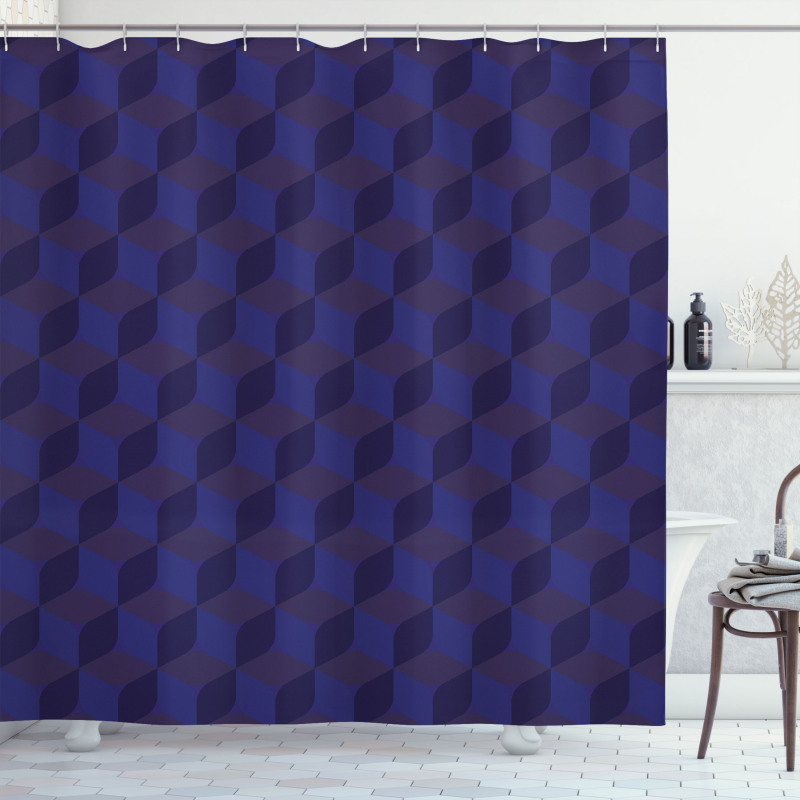 Indigo 3D Paint Cubes Shower Curtain
